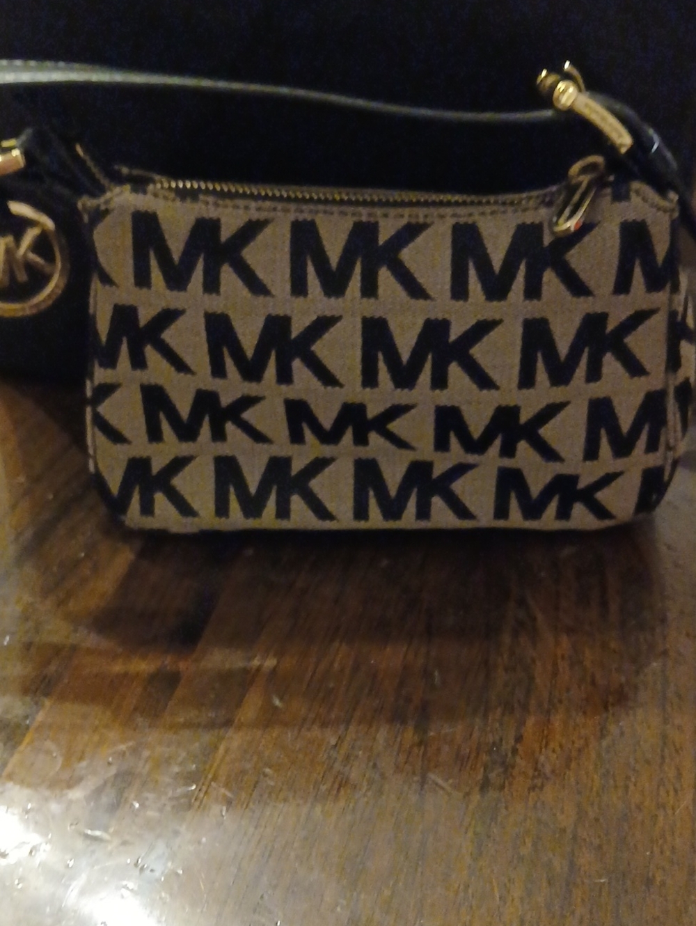 Michael Kors Brown Canvas MK Logo Mini with Black Print